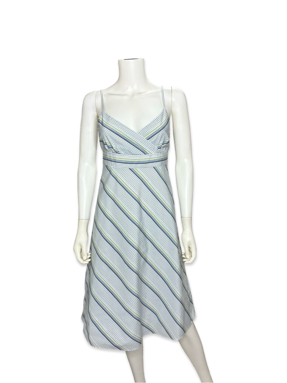J Crew Vintage Y2K Blue Striped Cotton Midi Dress